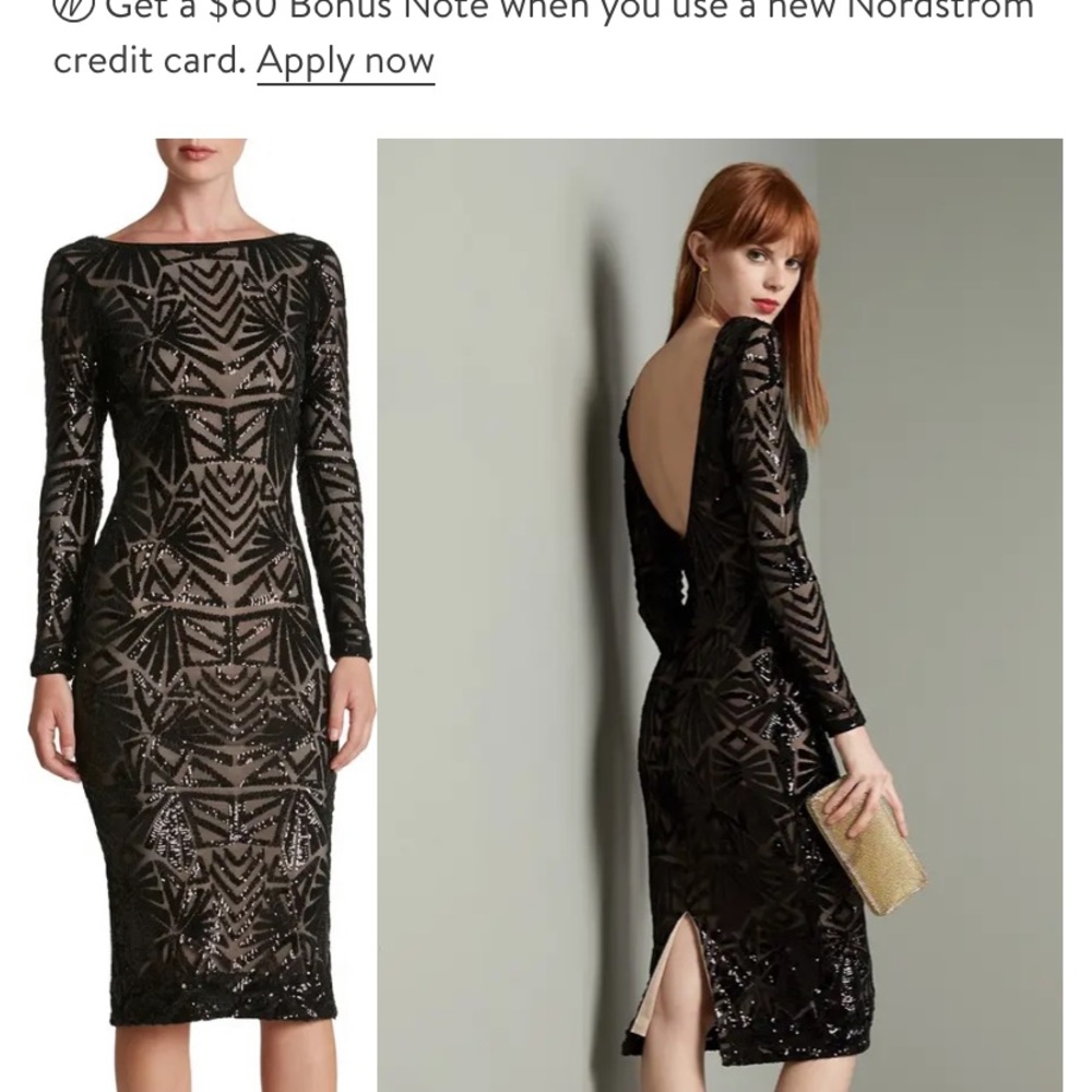 Dress the population Emery long sleeve dress L